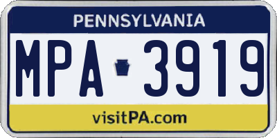 PA license plate MPA3919