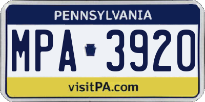 PA license plate MPA3920