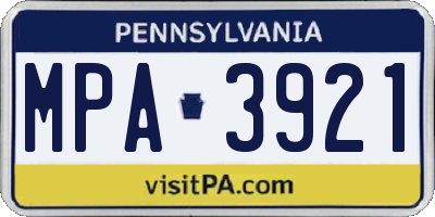 PA license plate MPA3921