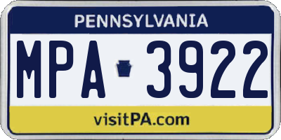 PA license plate MPA3922