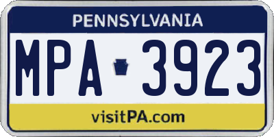 PA license plate MPA3923