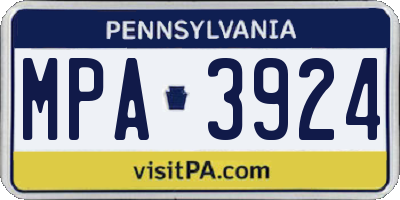 PA license plate MPA3924