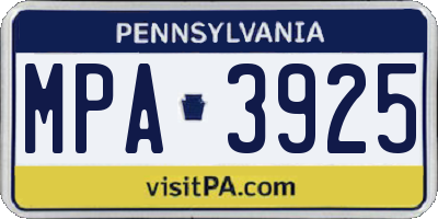PA license plate MPA3925