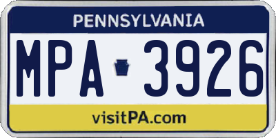 PA license plate MPA3926