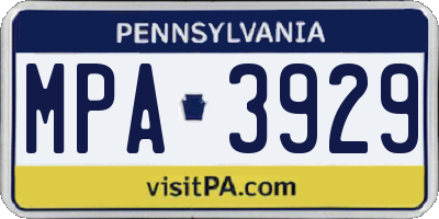 PA license plate MPA3929