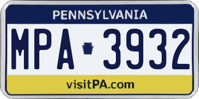 PA license plate MPA3932
