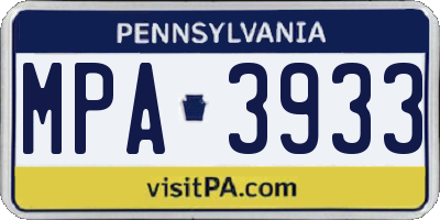 PA license plate MPA3933