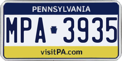 PA license plate MPA3935