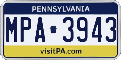 PA license plate MPA3943