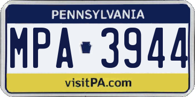 PA license plate MPA3944