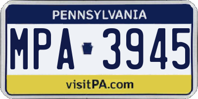 PA license plate MPA3945