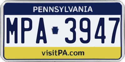 PA license plate MPA3947