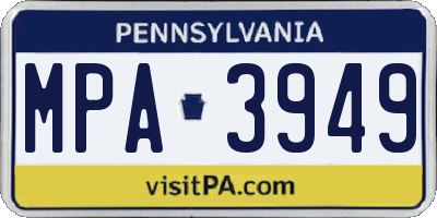 PA license plate MPA3949