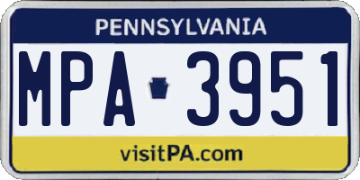 PA license plate MPA3951