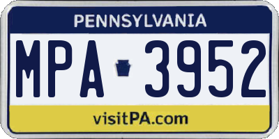 PA license plate MPA3952