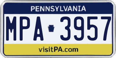 PA license plate MPA3957
