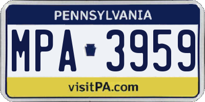 PA license plate MPA3959