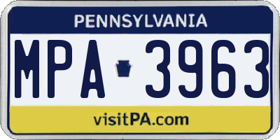 PA license plate MPA3963
