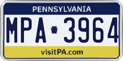 PA license plate MPA3964