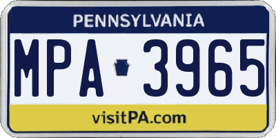 PA license plate MPA3965