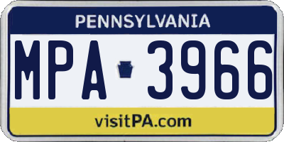 PA license plate MPA3966