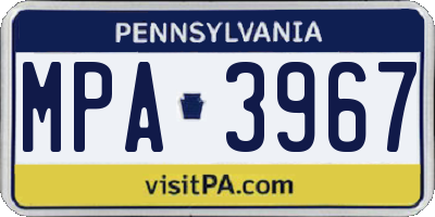 PA license plate MPA3967
