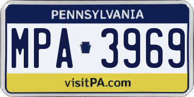 PA license plate MPA3969