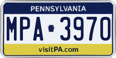 PA license plate MPA3970