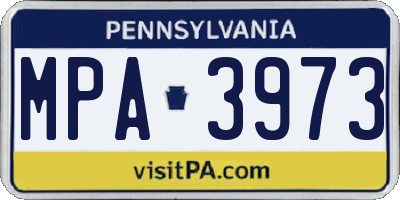 PA license plate MPA3973