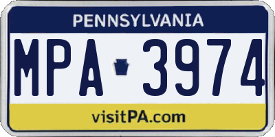 PA license plate MPA3974