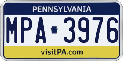 PA license plate MPA3976