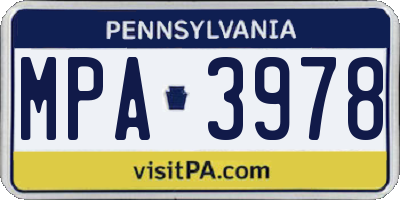 PA license plate MPA3978