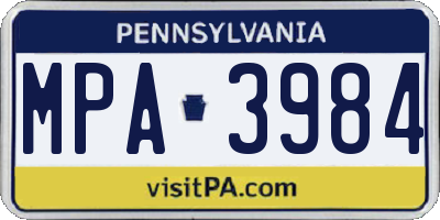 PA license plate MPA3984