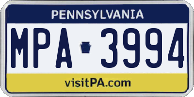PA license plate MPA3994