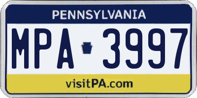 PA license plate MPA3997