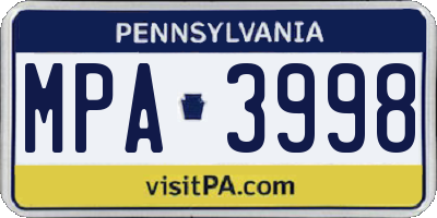PA license plate MPA3998