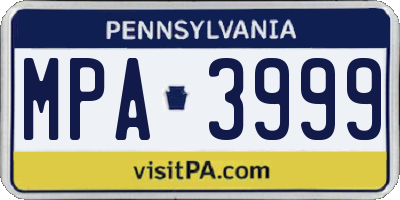 PA license plate MPA3999