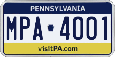 PA license plate MPA4001
