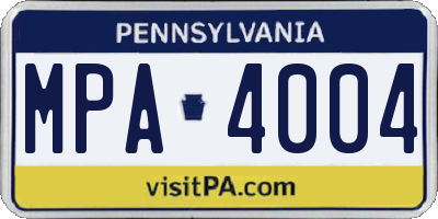 PA license plate MPA4004