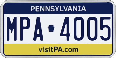 PA license plate MPA4005