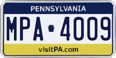 PA license plate MPA4009