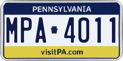 PA license plate MPA4011