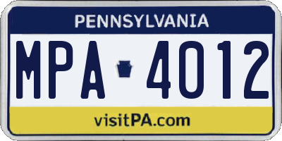 PA license plate MPA4012