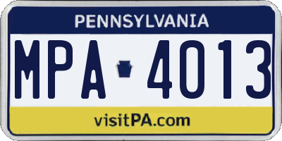PA license plate MPA4013