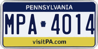 PA license plate MPA4014