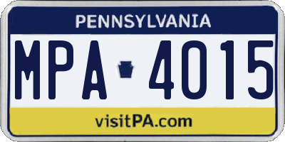 PA license plate MPA4015
