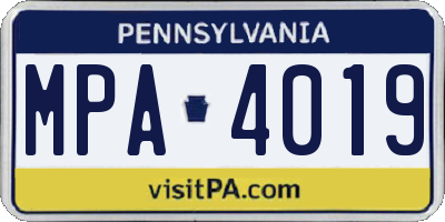 PA license plate MPA4019