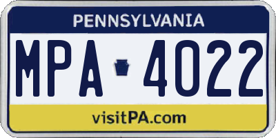 PA license plate MPA4022