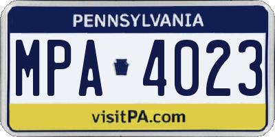 PA license plate MPA4023