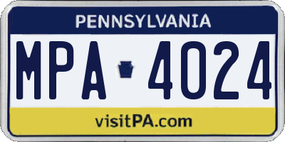 PA license plate MPA4024